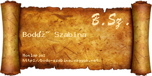 Bodó Szabina névjegykártya